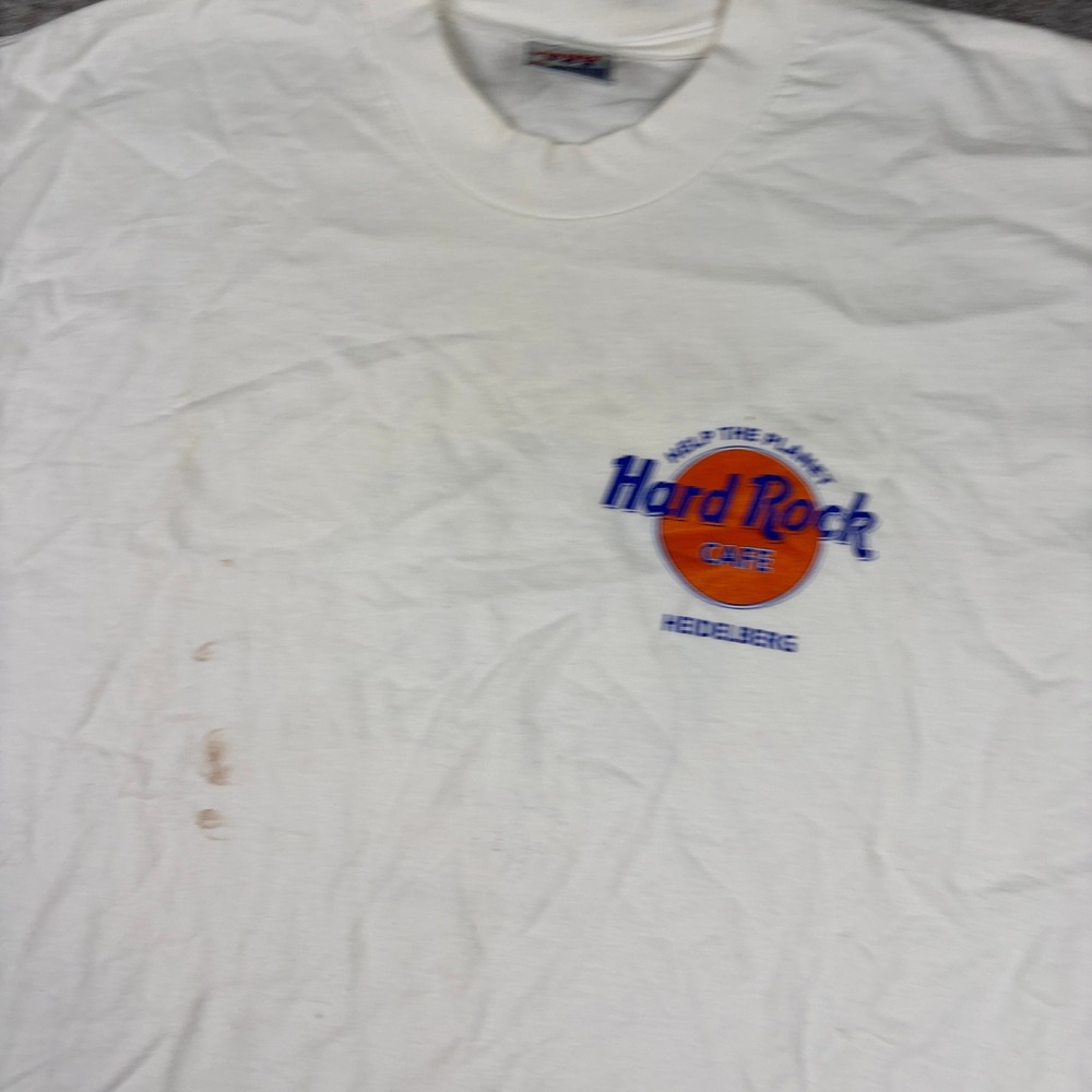Hard Rock Cafe T Shirt Mens 2XL White Heidelberg Germany Help The Planet Vintage - Picture 5 of 14